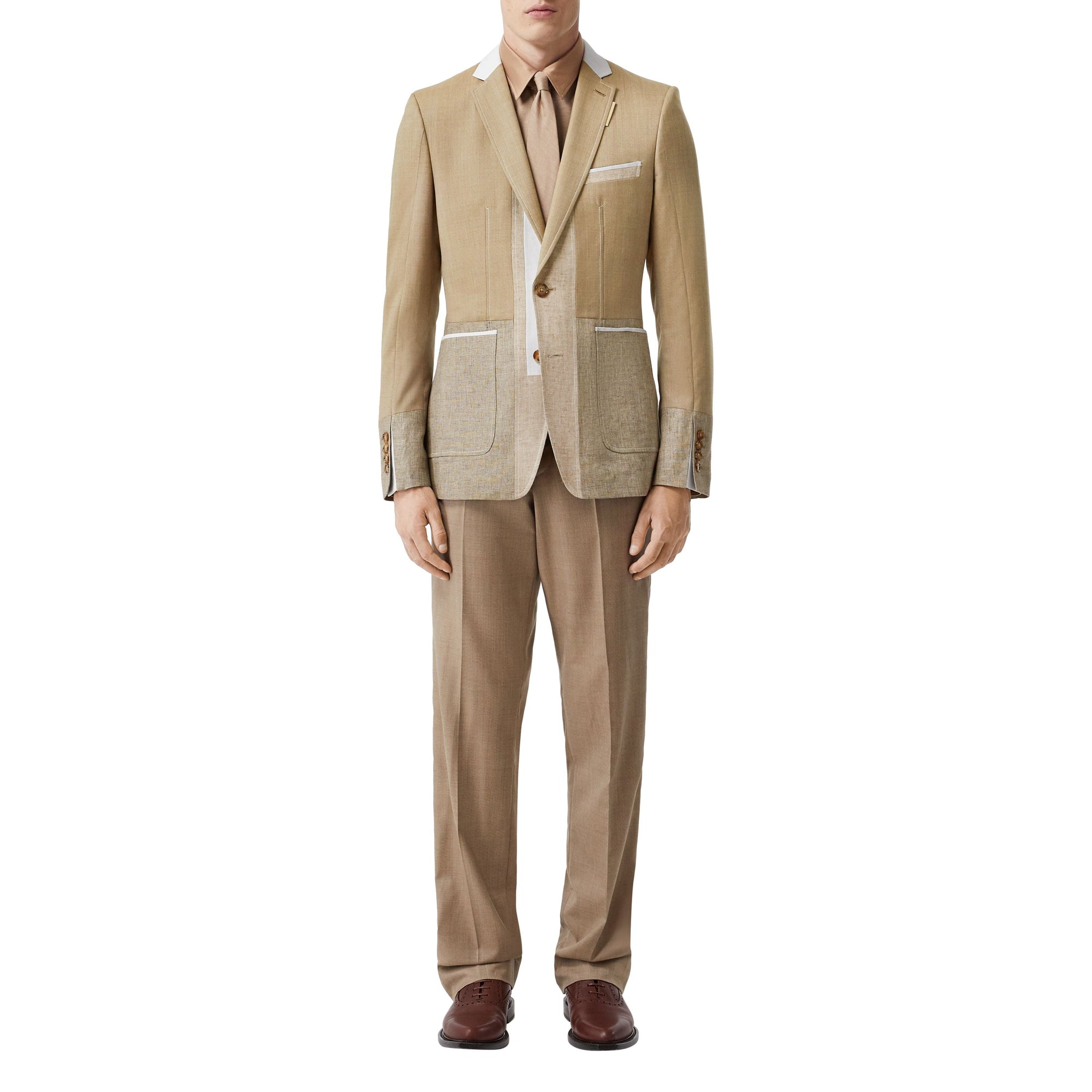 Veste de costume en laine cachemire et lin - Pecan Melange