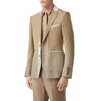 Veste de costume en laine cachemire et lin - Pecan Melange