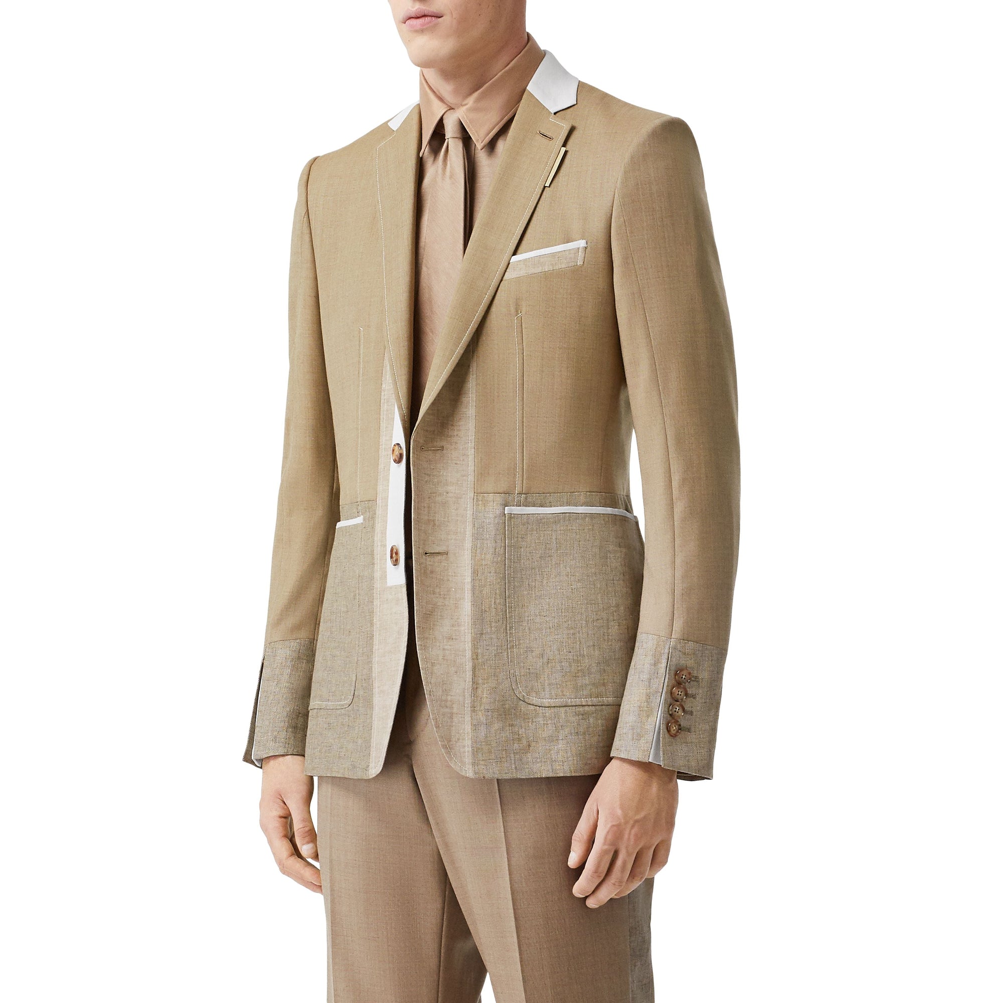 Veste de costume en laine cachemire et lin - Pecan Melange