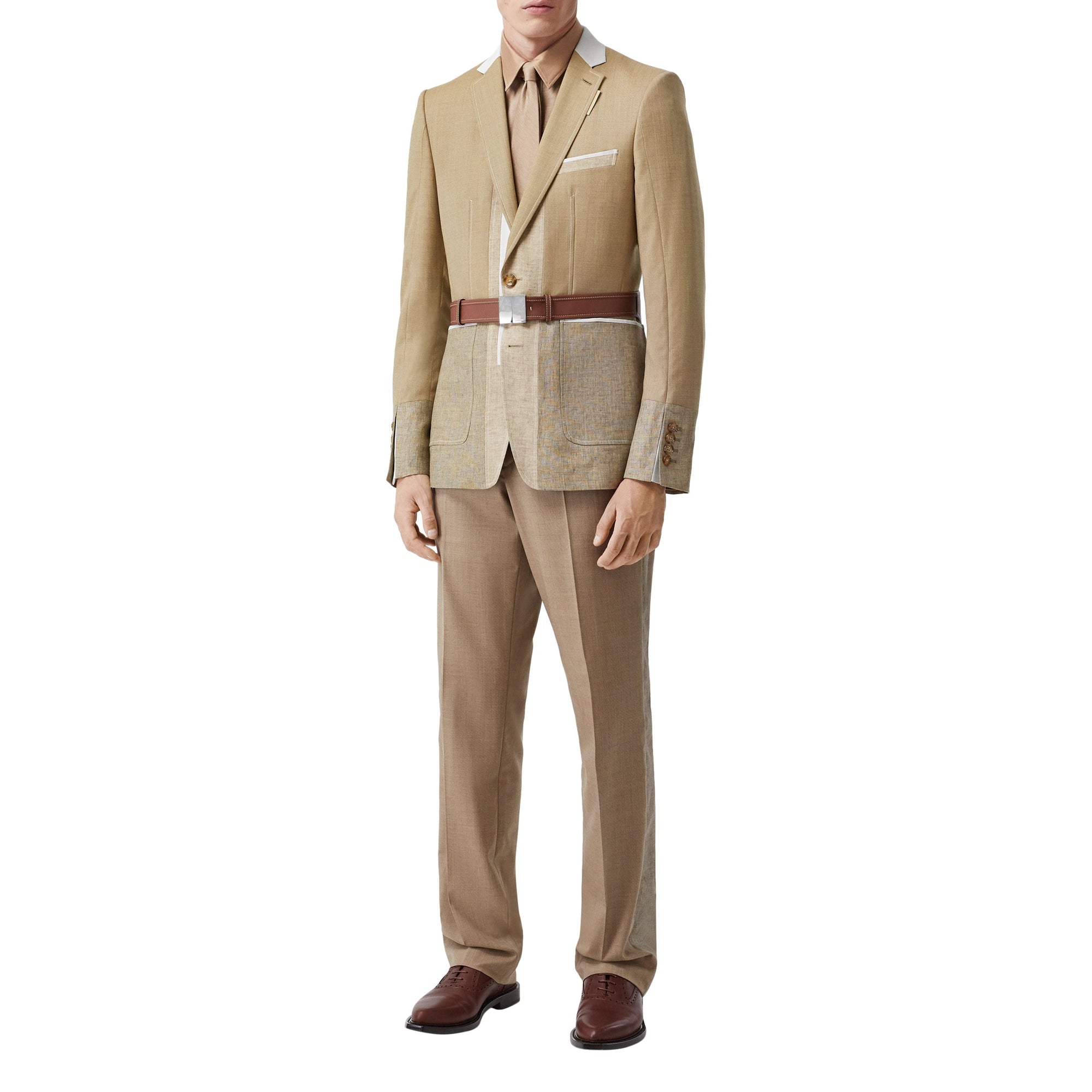 Veste de costume en laine cachemire et lin - Pecan Melange