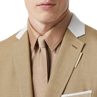 Veste de costume en laine cachemire et lin - Pecan Melange