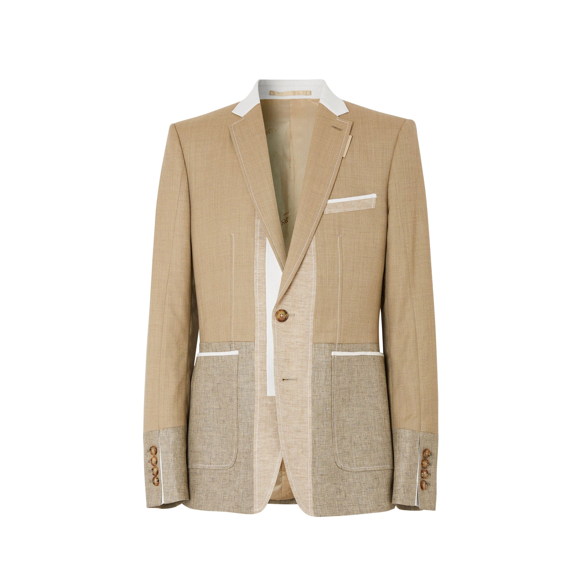 Veste de costume en laine cachemire et lin - Pecan Melange