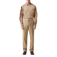 Pantalon de costume en laine cachemire et lin - Pecan Melange