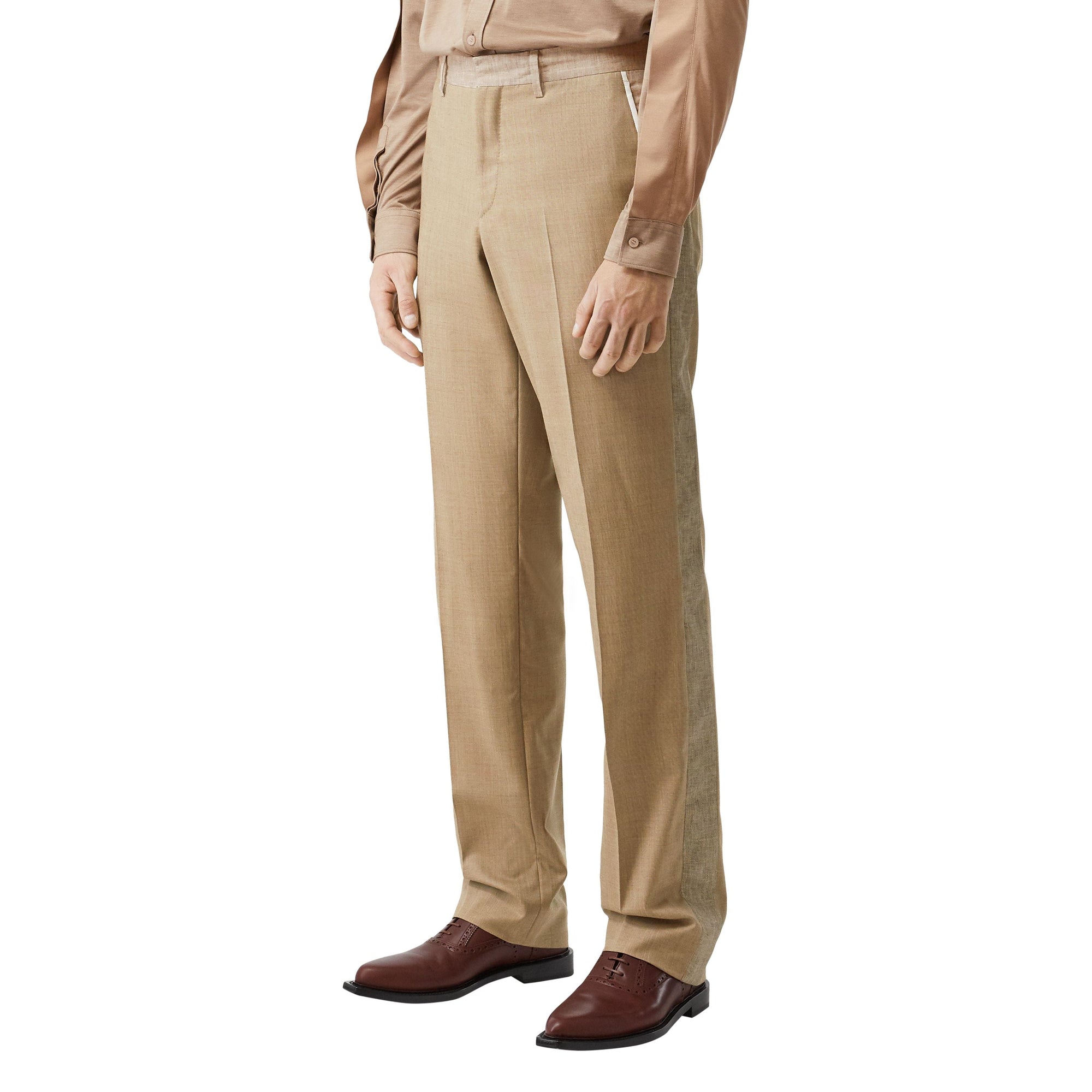 Pantalon de costume en laine cachemire et lin - Pecan Melange