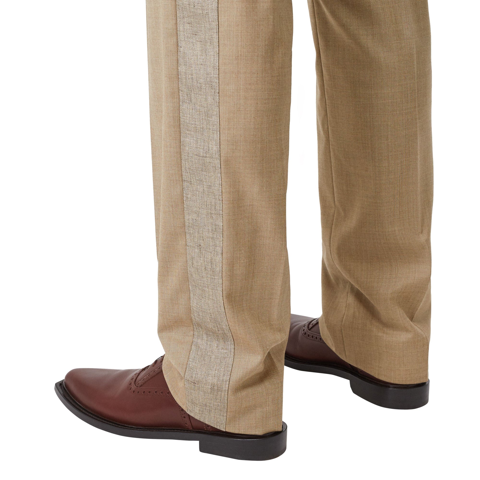 Pantalon de costume en laine cachemire et lin - Pecan Melange