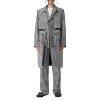 Pantalon de costume ample en laine technique vichy - Black Pattern