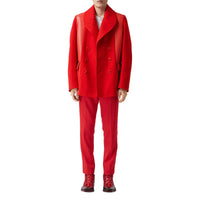 Caban en laine technique avec cuir d'agneau - Bright Red