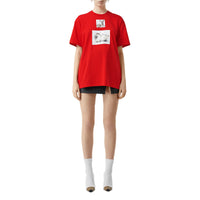 T-shirt oversize en coton à imprimé daim - Bright Red