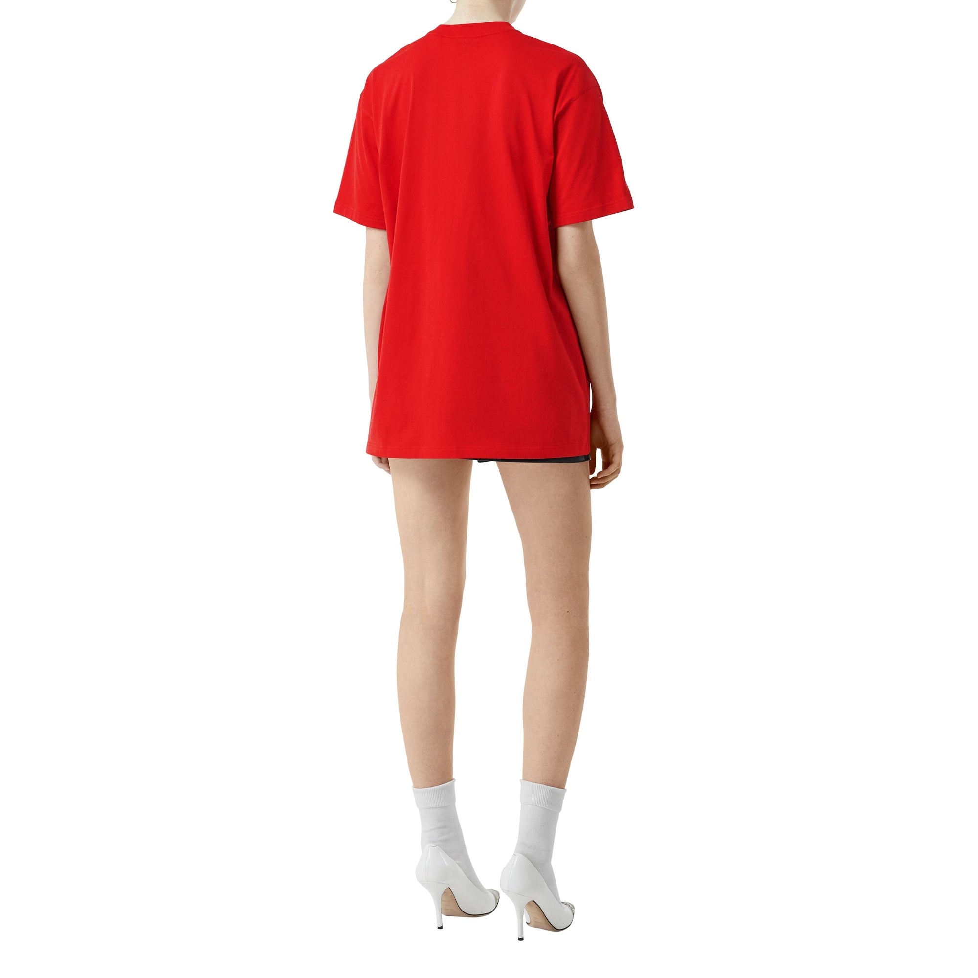 T-shirt oversize en coton à imprimé daim - Bright Red