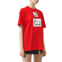 T-shirt oversize en coton à imprimé daim - Bright Red