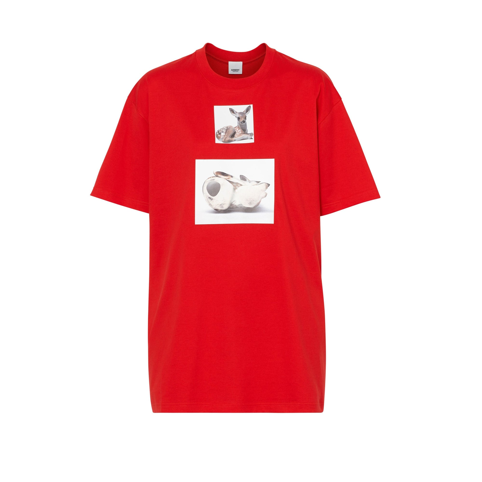 T-shirt oversize en coton à imprimé daim - Bright Red