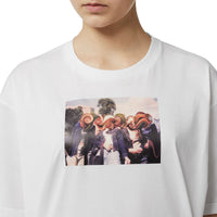 T-shirt oversize en coton à imprimé montage - White