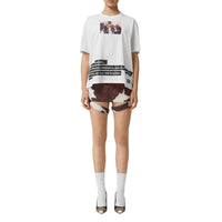T-shirt oversize en coton à imprimé montage - White