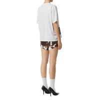 T-shirt oversize en coton à imprimé montage - White