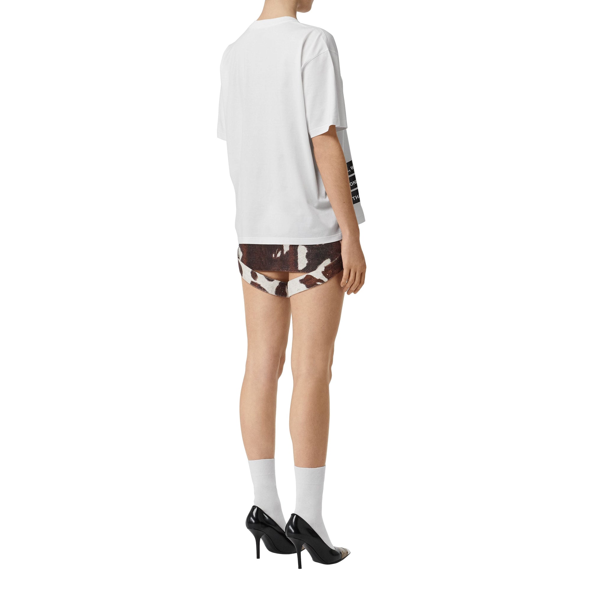 T-shirt oversize en coton à imprimé montage - White