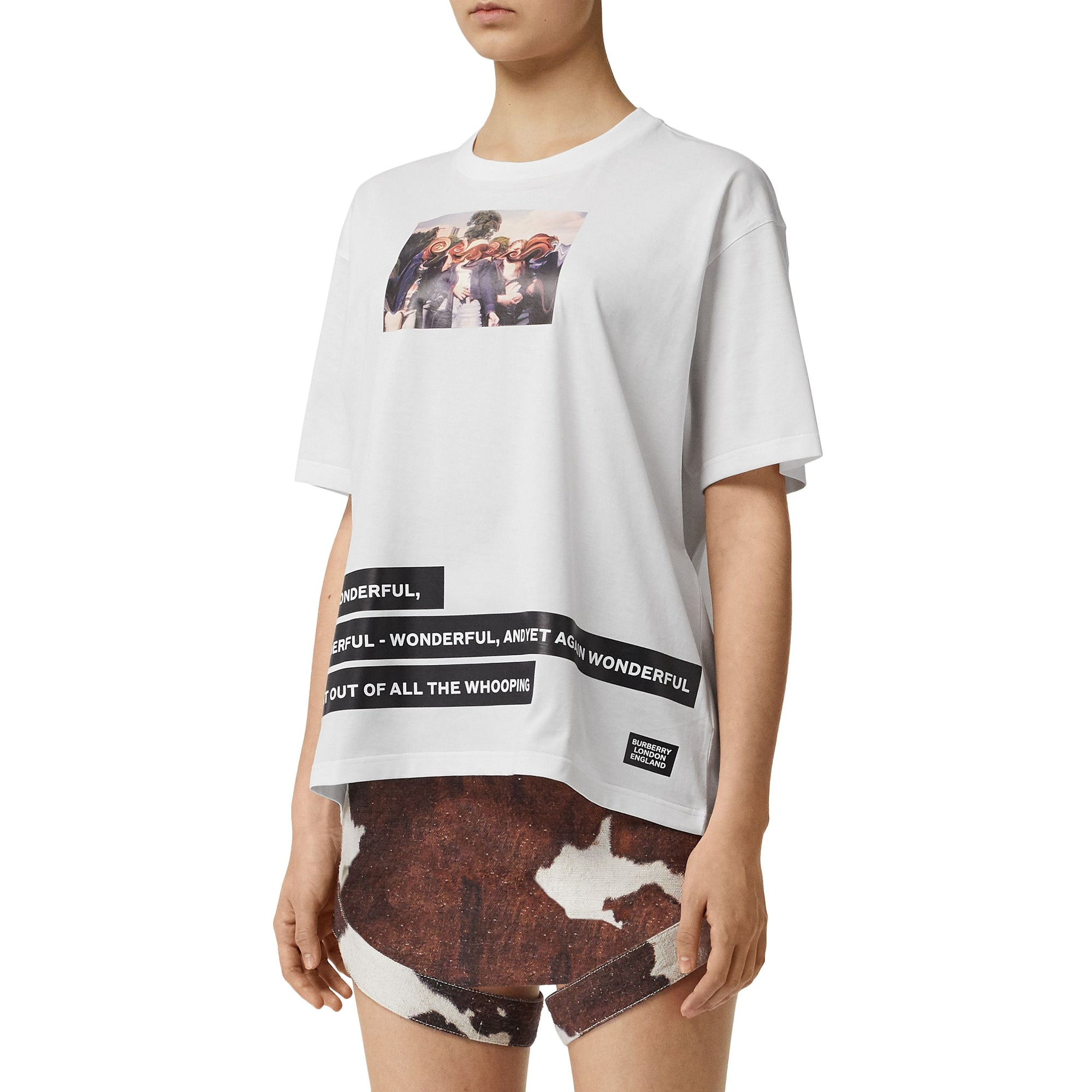 T-shirt oversize en coton à imprimé montage - White