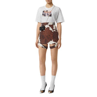 T-shirt oversize en coton à imprimé montage - White