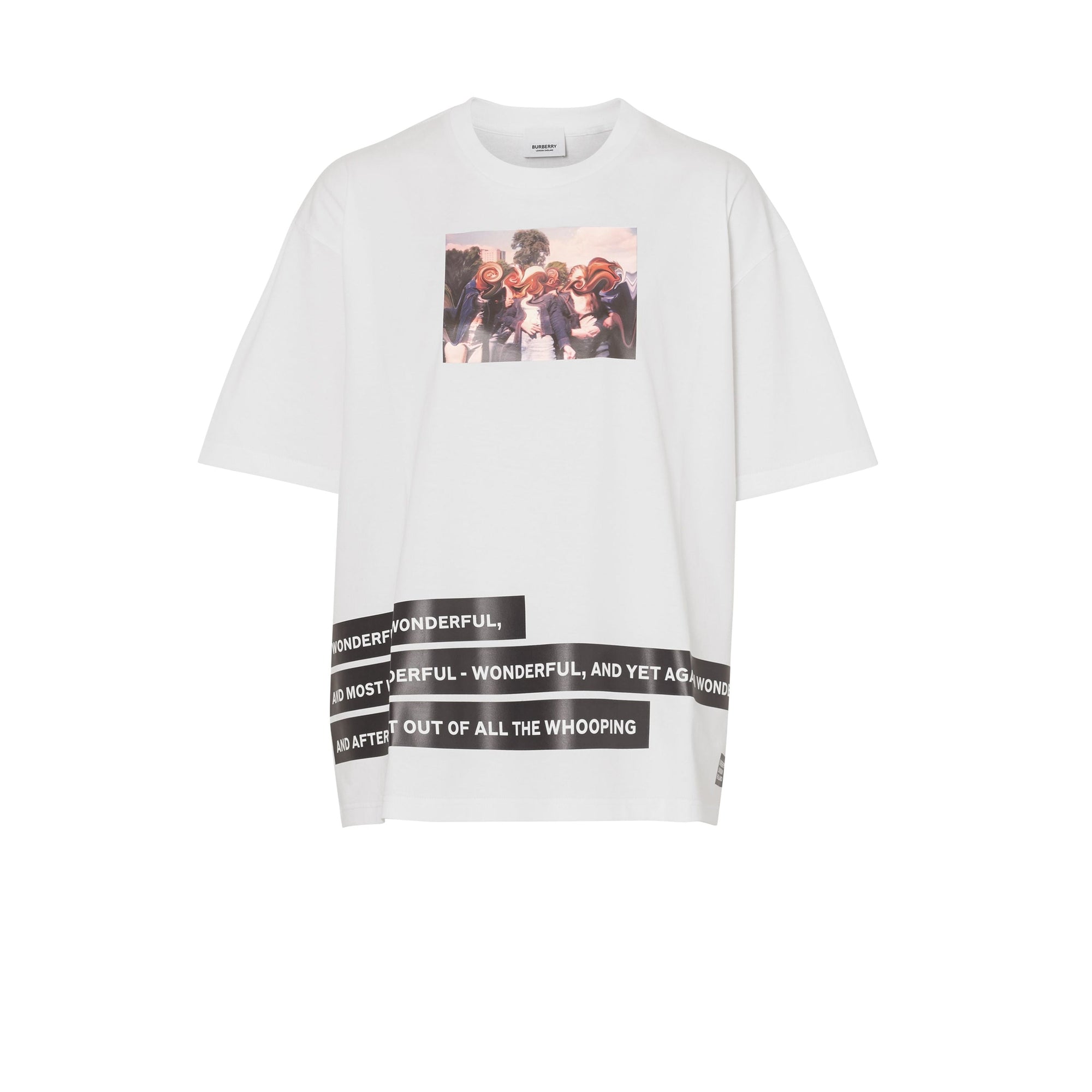 T-shirt oversize en coton à imprimé montage - White