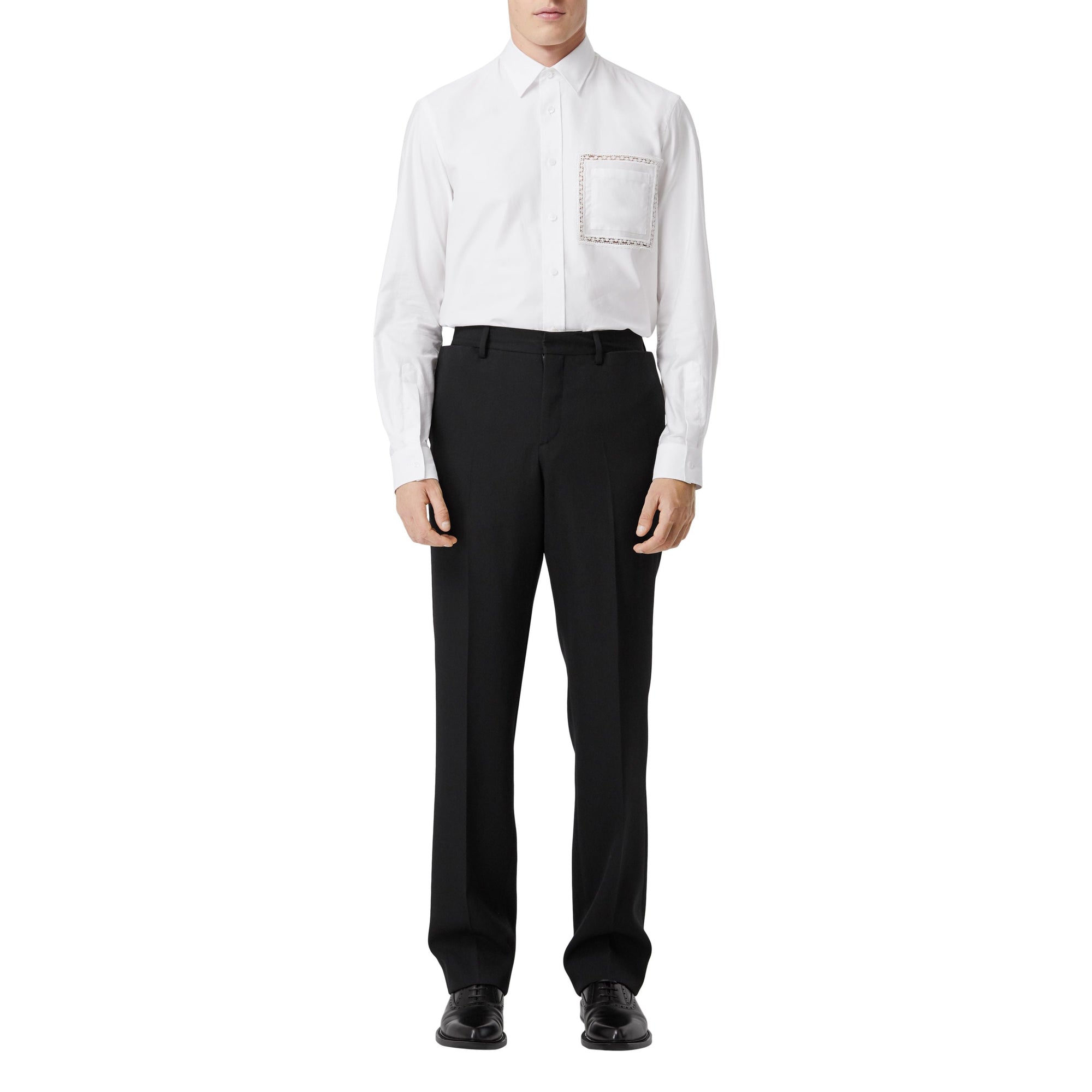 Chemise Oxford en popeline de coton avec dentelle - Optic White