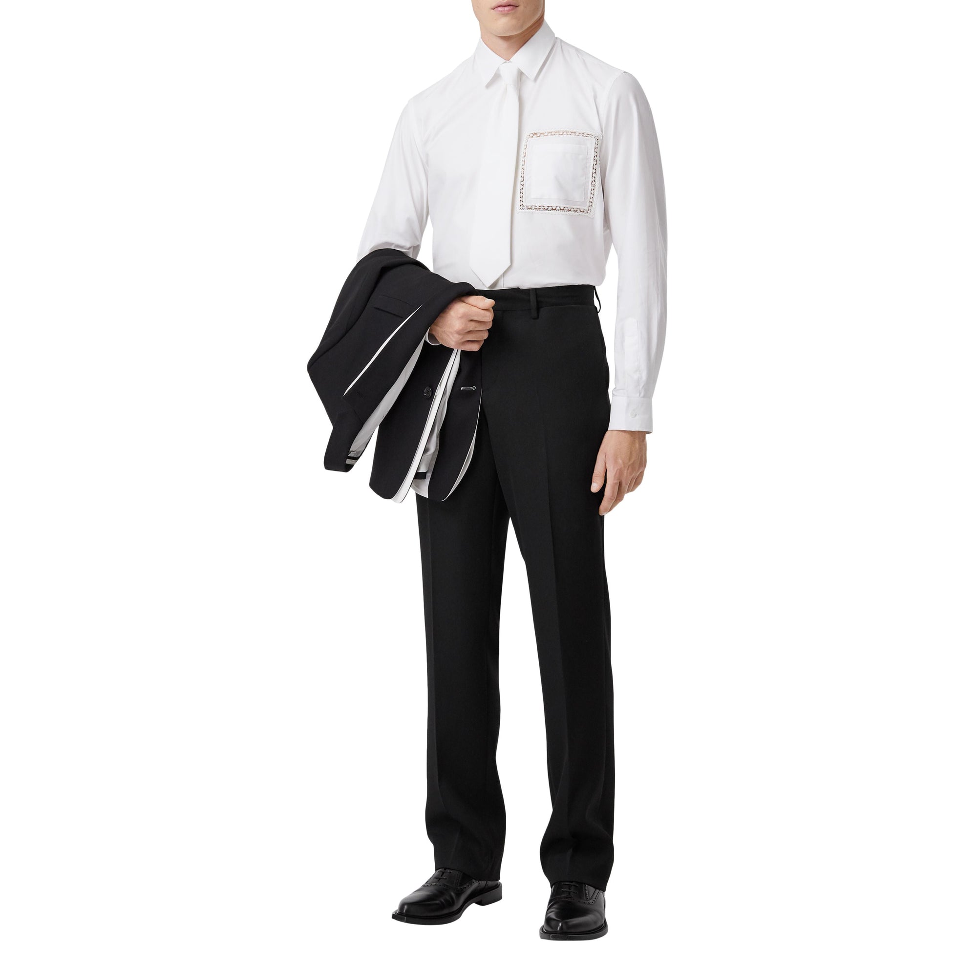 Chemise Oxford en popeline de coton avec dentelle - Optic White