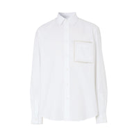Chemise Oxford en popeline de coton avec dentelle - Optic White