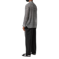 Chemise oversize à col lavallière en georgette de soie check - Black Pattern