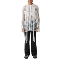 Chemise oversize à col lavallière avec dentelle de Chantilly - Optic White