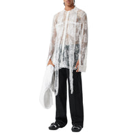 Chemise oversize à col lavallière avec dentelle de Chantilly - Optic White
