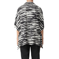 Chemise en sergé à imprimé aquarelle avec cape - Monochrome