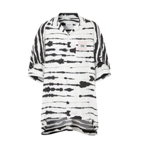 Chemise en sergé à imprimé aquarelle avec cape - Monochrome