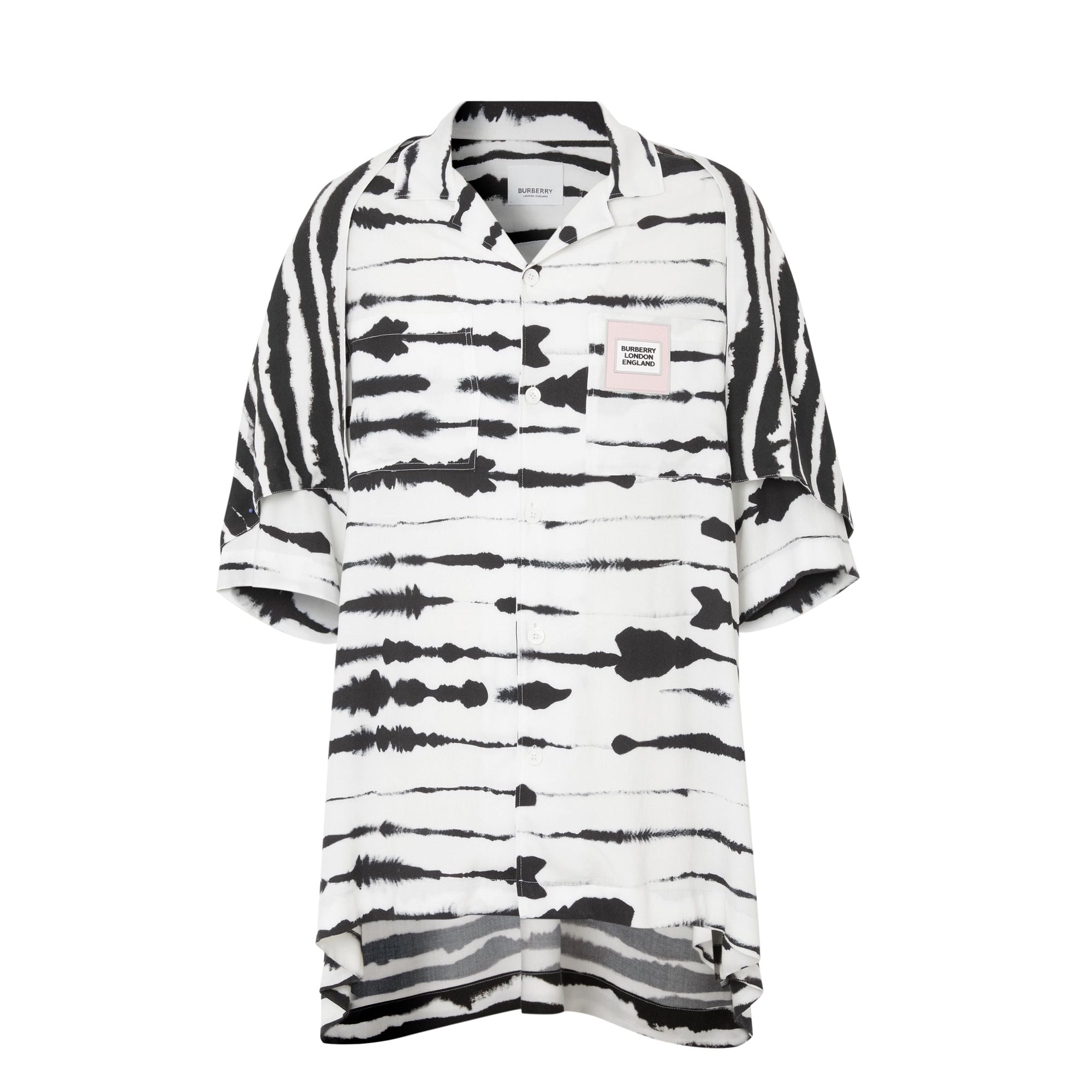 Chemise en sergé à imprimé aquarelle avec cape - Monochrome