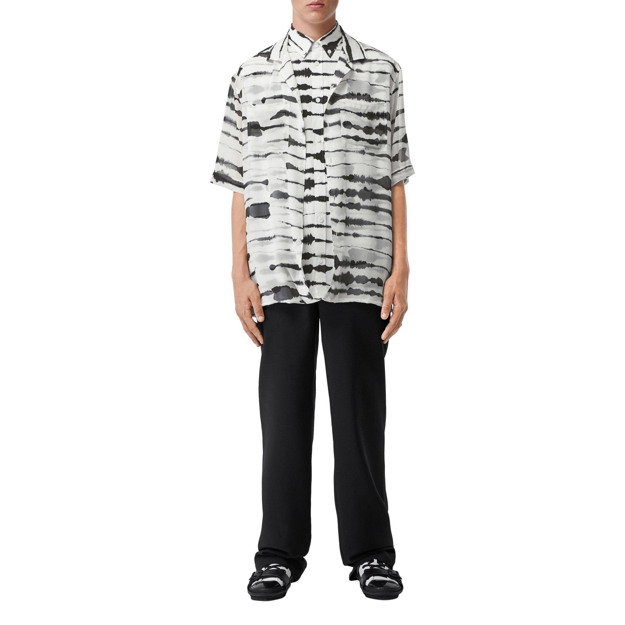 Chemise en sergé à imprimé en soie - Monochrome