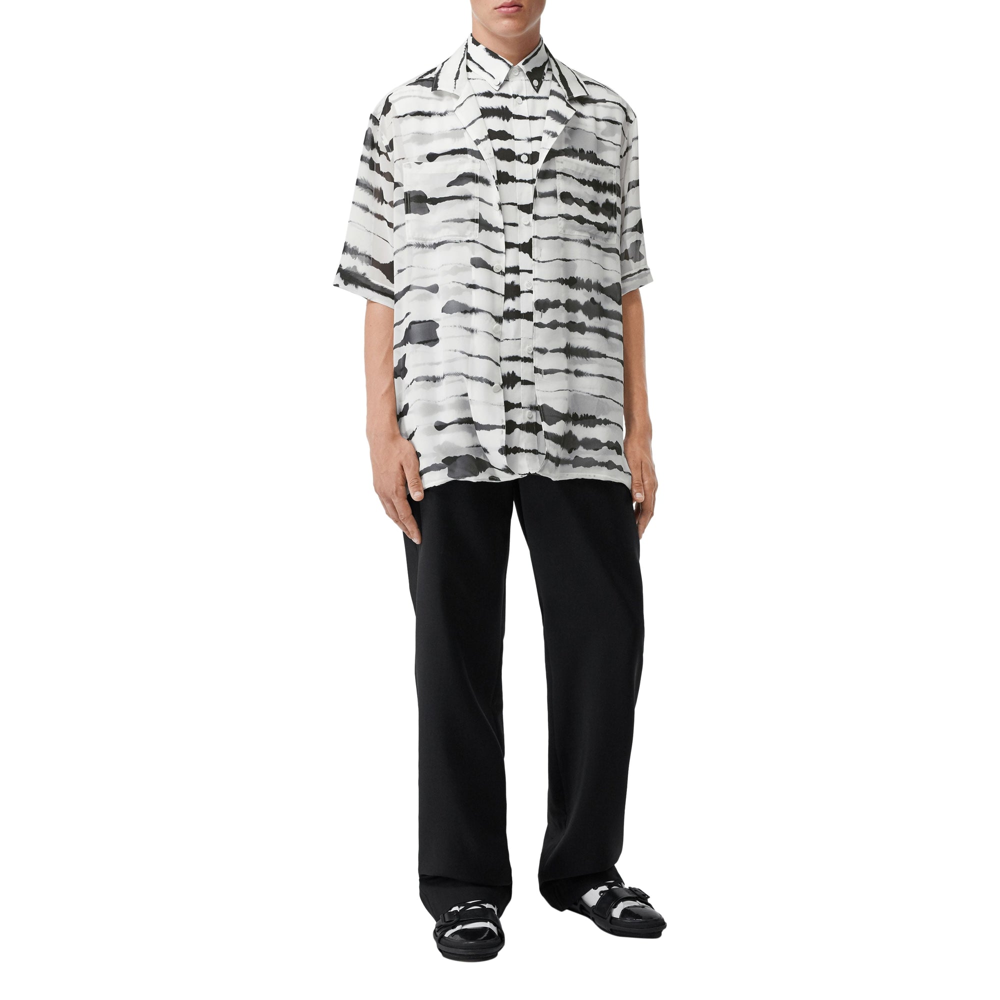 Chemise en sergé à imprimé en soie - Monochrome