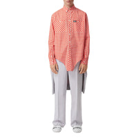 Chemise oversize en coton vichy avec découpe à la base - Red Pattern