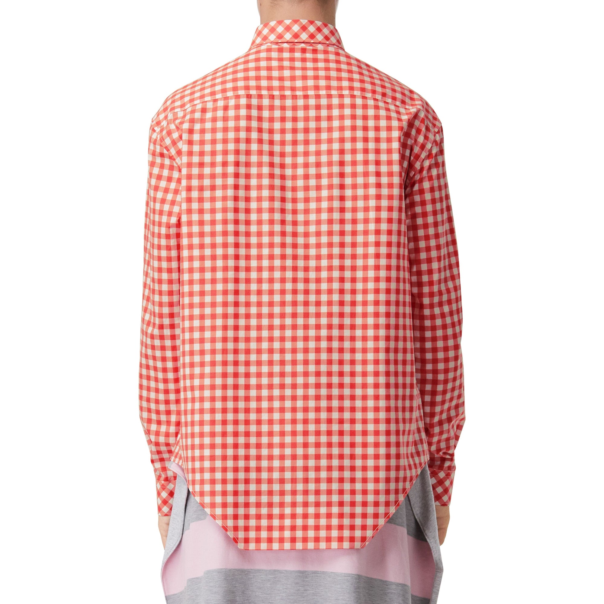 Chemise oversize en coton vichy avec découpe à la base - Red Pattern
