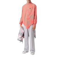 Chemise oversize en coton vichy avec découpe à la base - Red Pattern