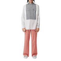 Chemise oversize en popeline de coton vichy - Light Pebble Grey