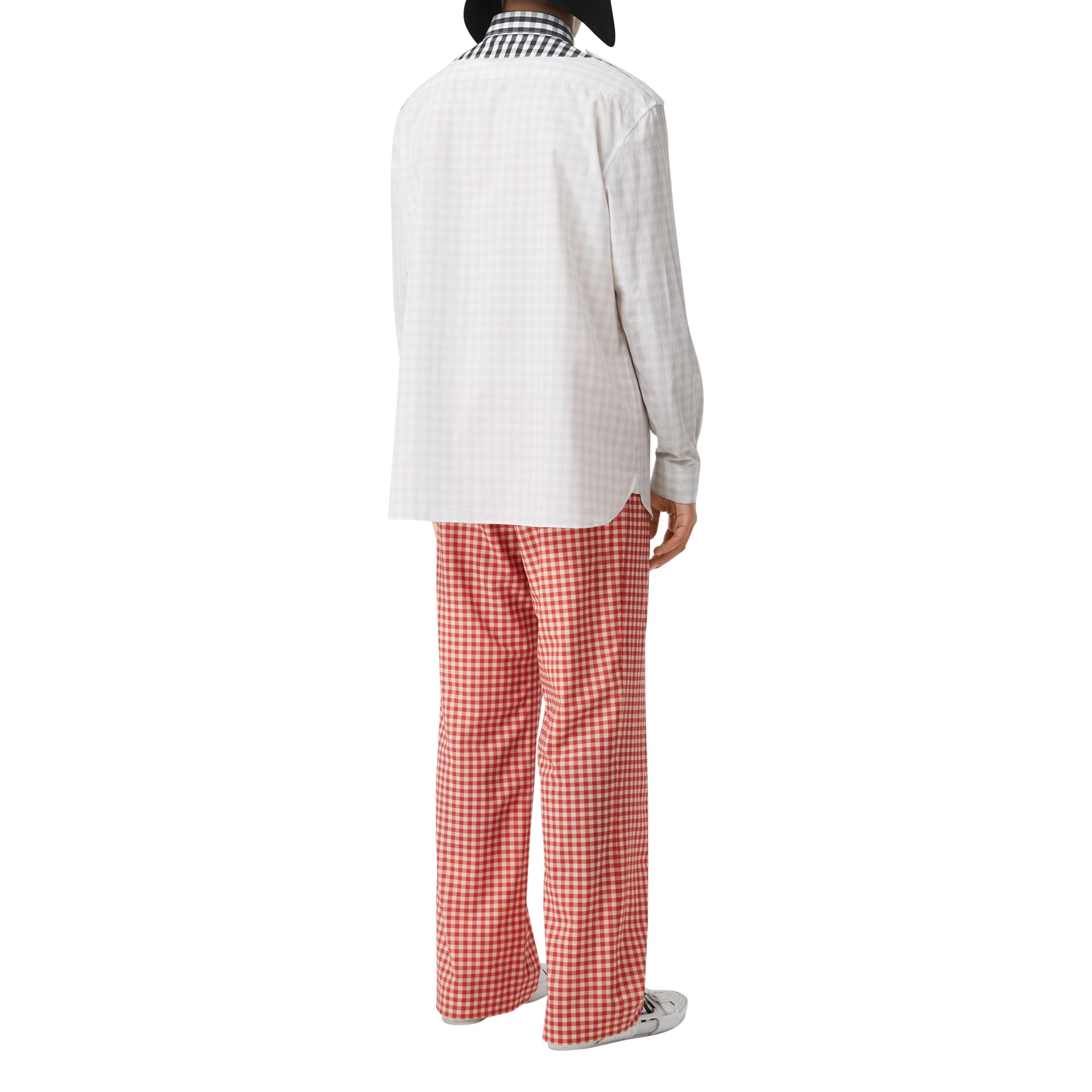 Chemise oversize en popeline de coton vichy - Light Pebble Grey