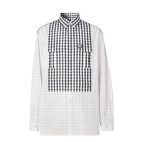 Chemise oversize en popeline de coton vichy - Light Pebble Grey