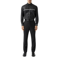 Chemise en lin mélangé avec logo - Black