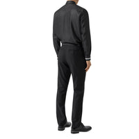 Chemise en lin mélangé avec logo - Black