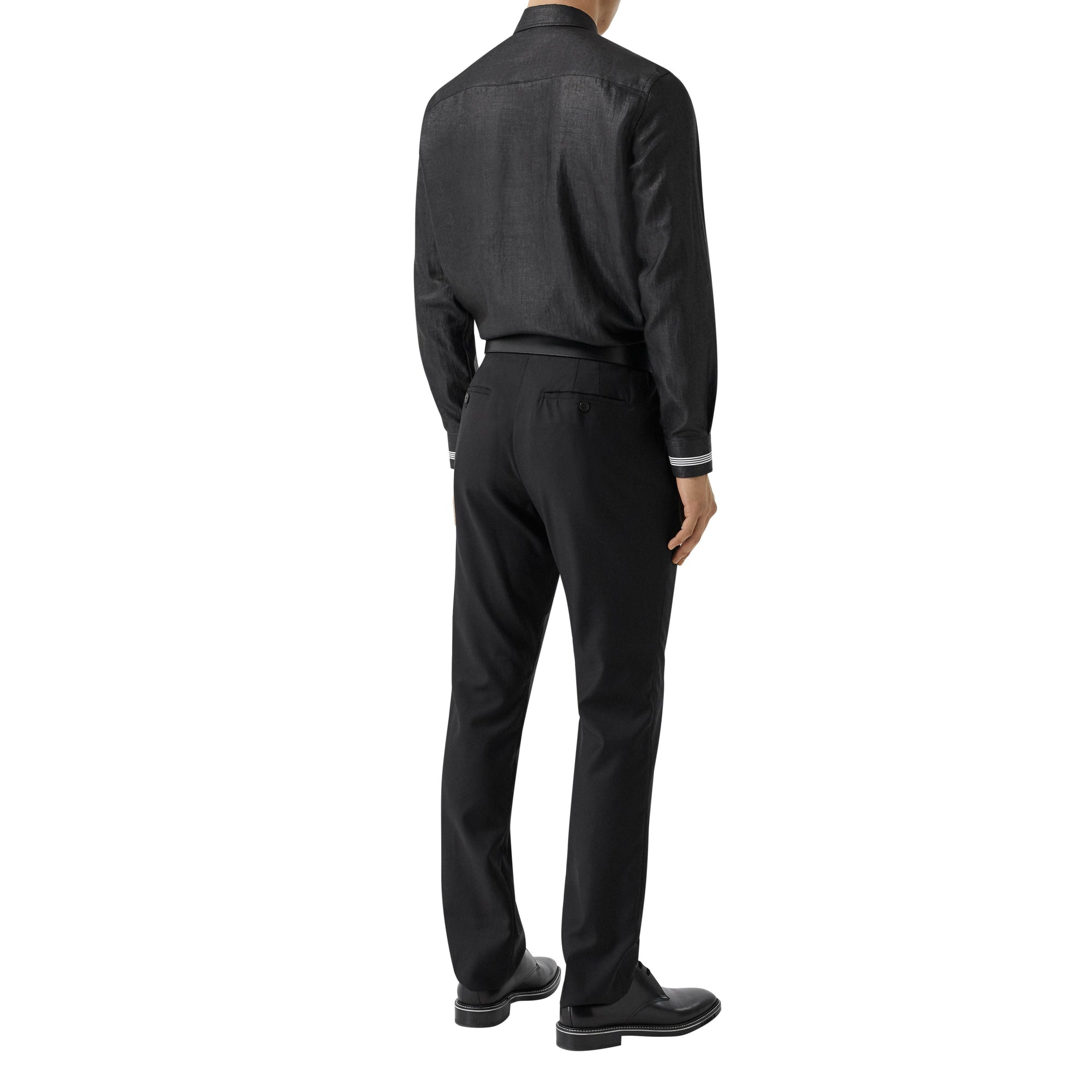 Chemise en lin mélangé avec logo - Black