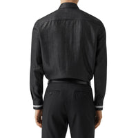 Chemise en lin mélangé avec logo - Black