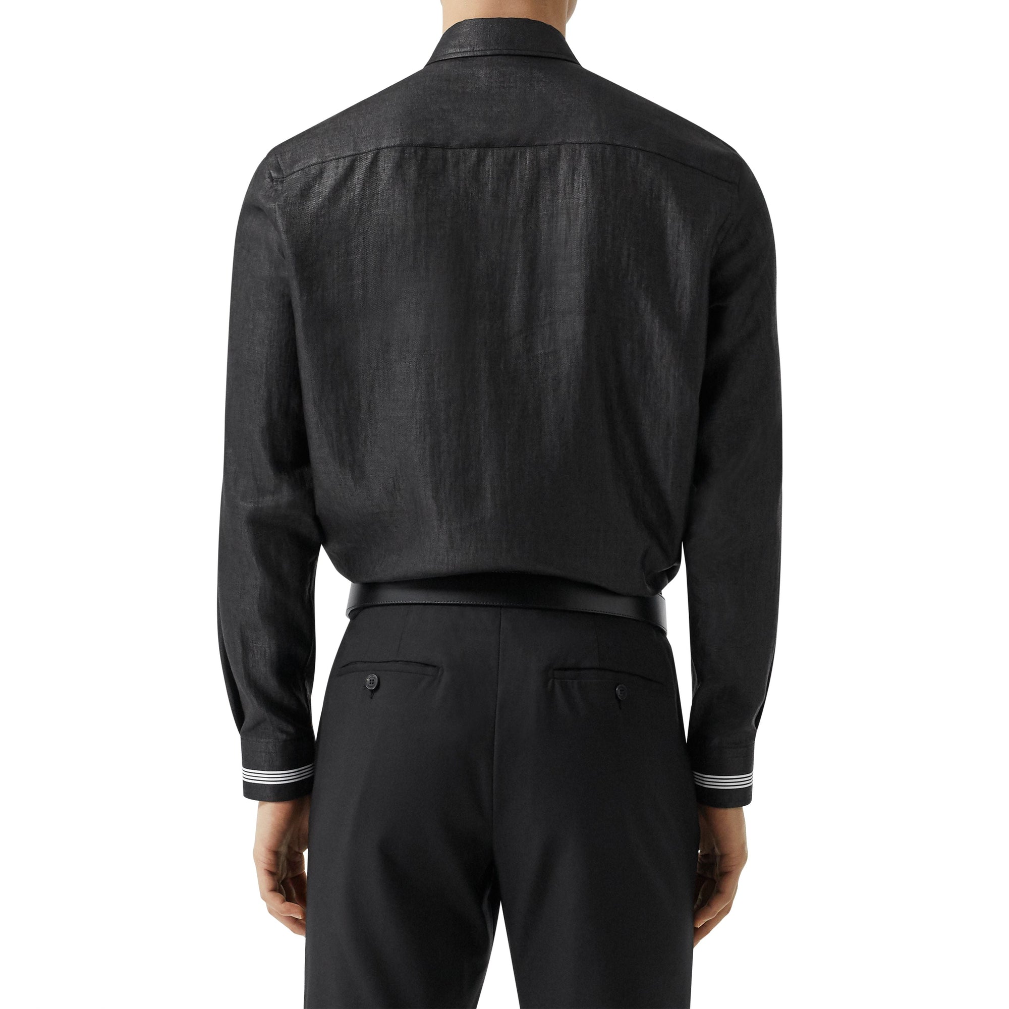 Chemise en lin mélangé avec logo - Black