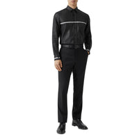 Chemise en lin mélangé avec logo - Black