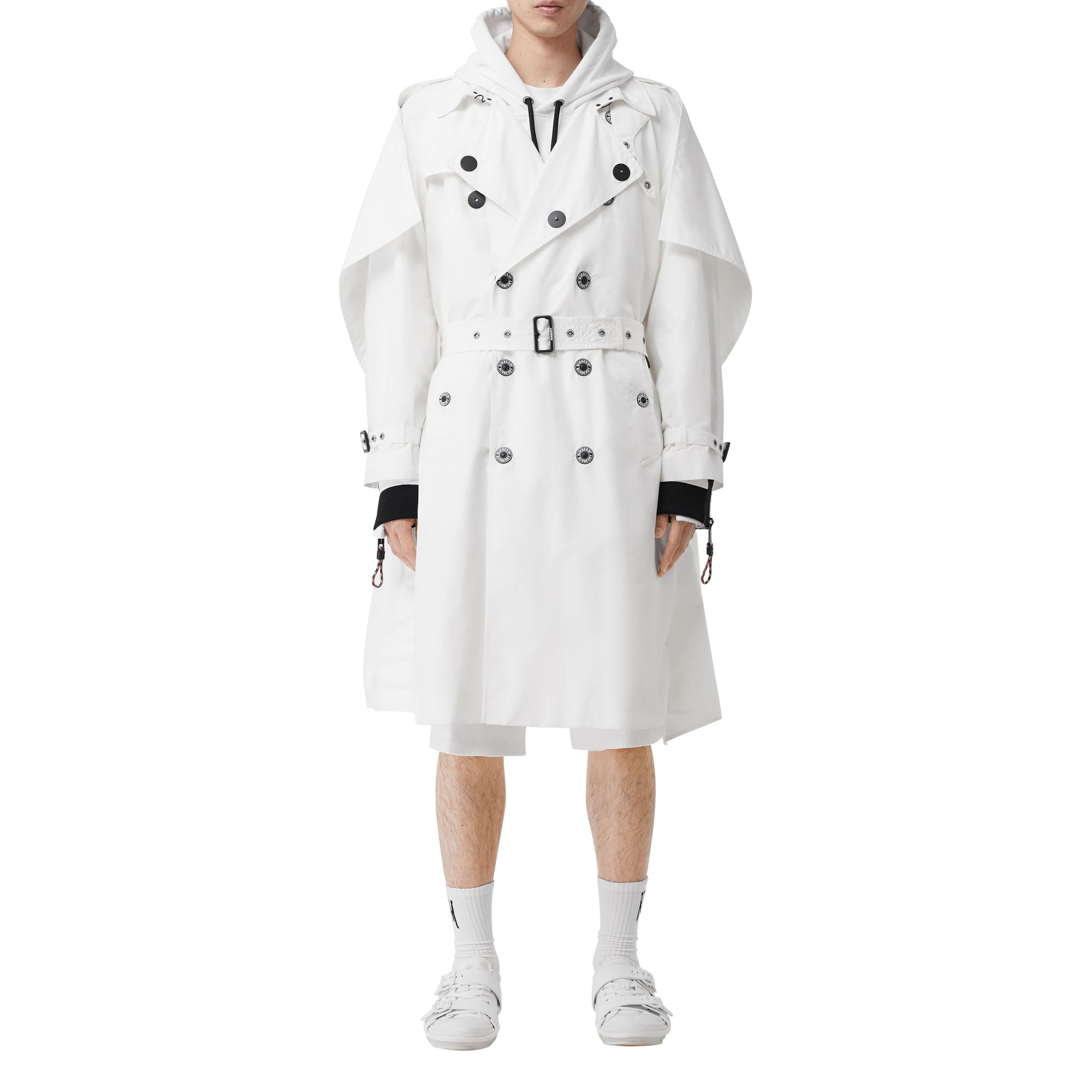 Trench déstructuré en faille technique avec cape - Optic White