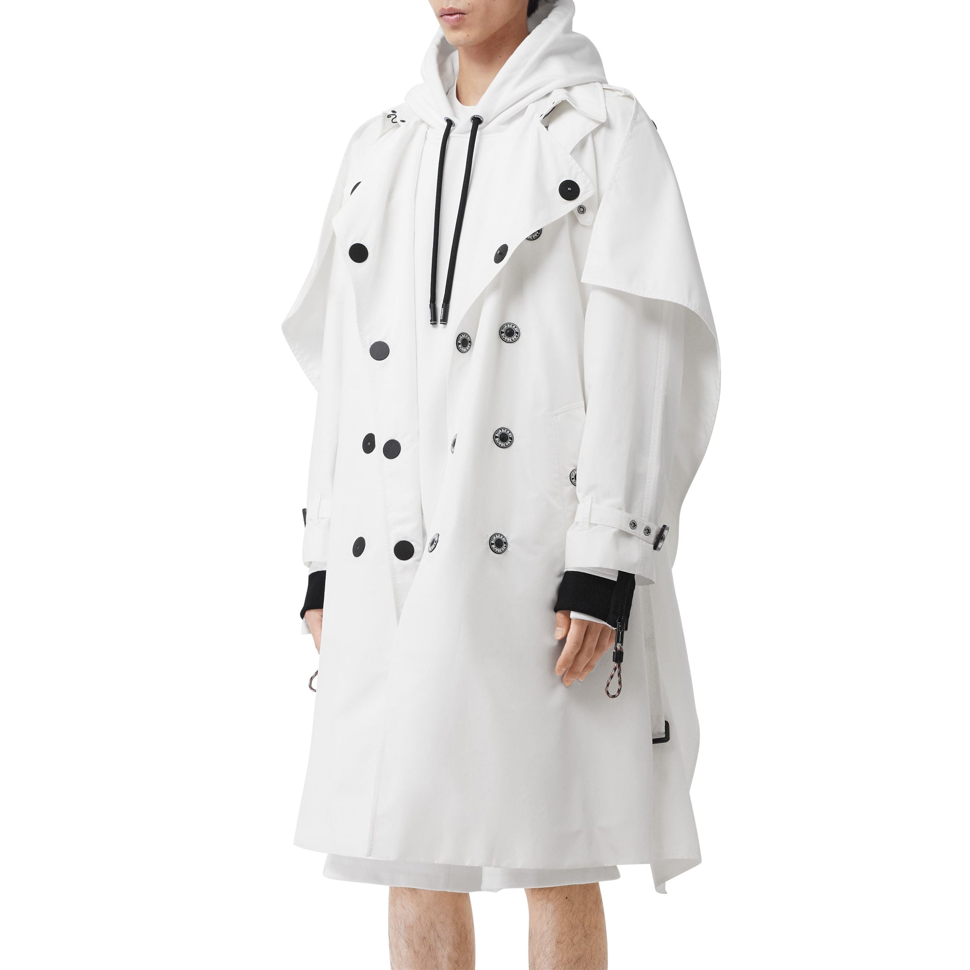 Trench déstructuré en faille technique avec cape - Optic White