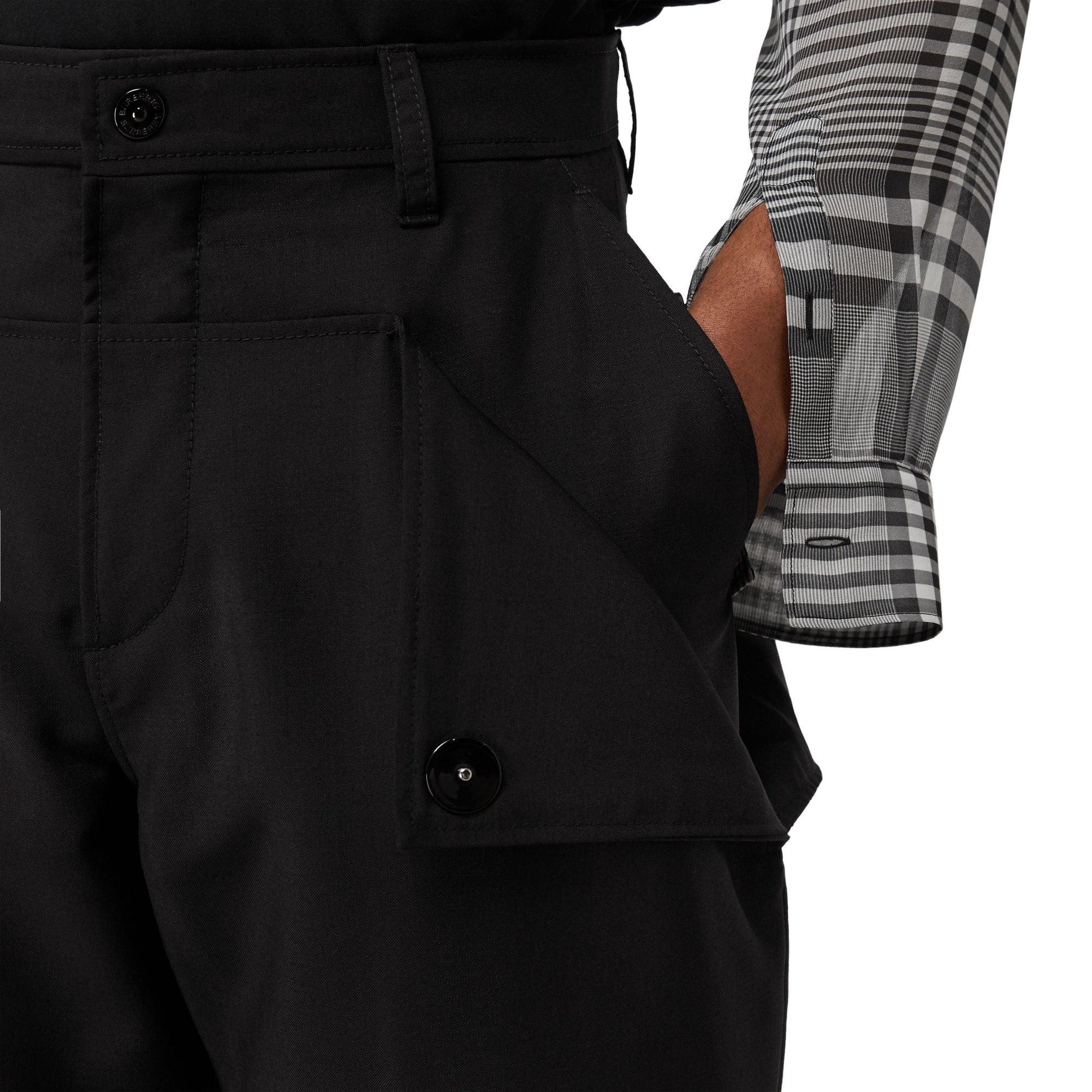 Pantalon de costume en mohair et laine avec boutons pression - Black