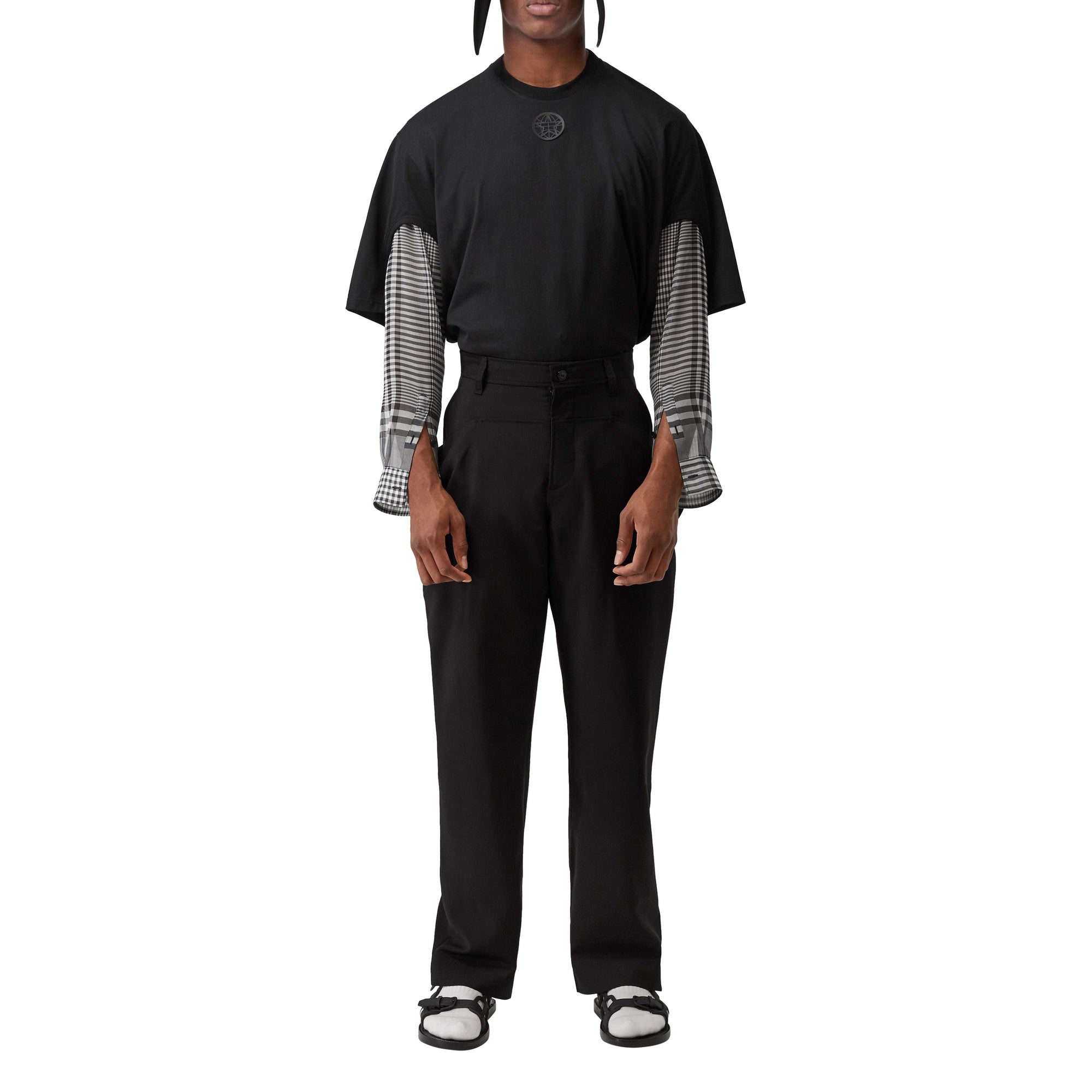 Pantalon de costume en mohair et laine avec boutons pression - Black