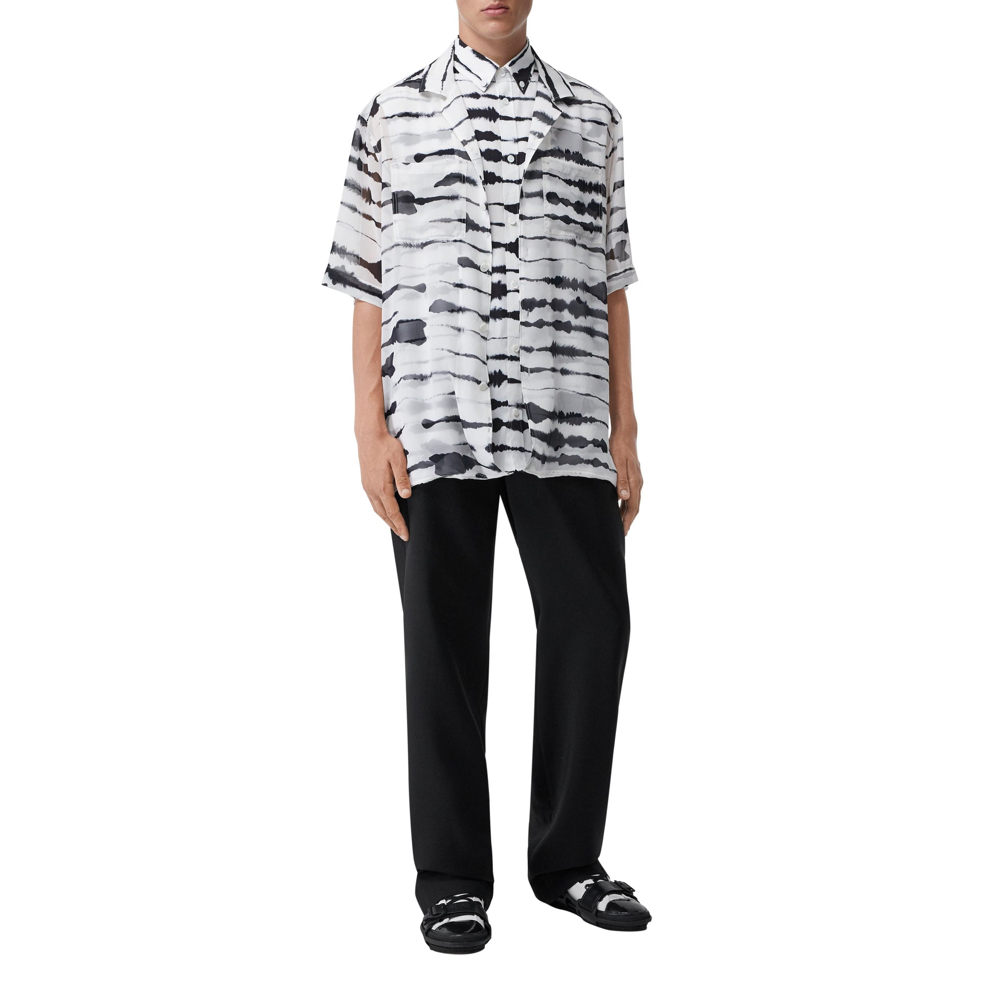 Pantalon ample en laine avec découpe arrière - Black